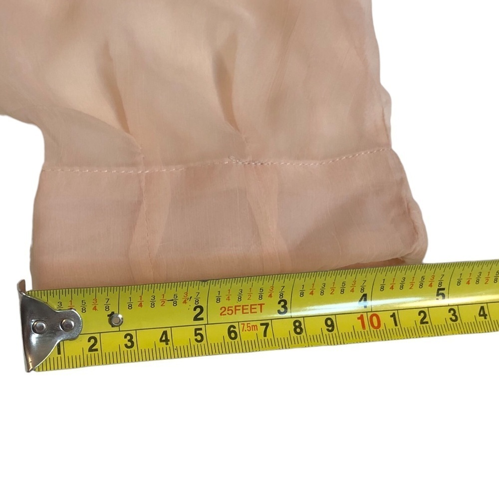 Blush Gauzy Chiffon Sheer Tunic Blouse with Buttons and Pleats​​​​ - Picture 12 of 16